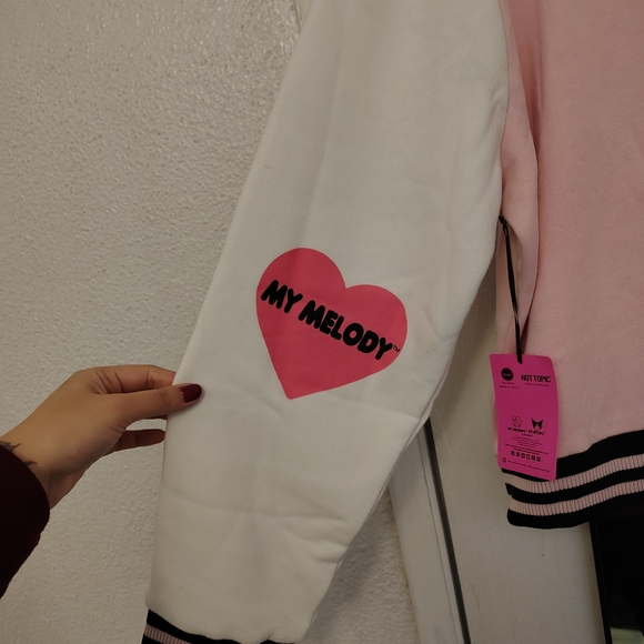 Pink and Black Varsity Jacket with Cartoon Characters - Picture 6 of 7